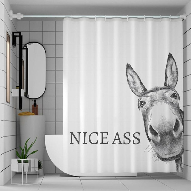 Mahrokh Funny Donkey Shower Curtain Waterproof Fabric Shower Curtain Set Washable Farmhouse Bathroom Decor Bath Curtains with 12 Hooks 72x72 inch (Donkey)