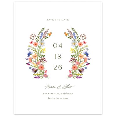 White Floral Wedding Digital Save the Date - Spasso Portrait