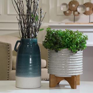 Textured Ceramic Planter on Stand