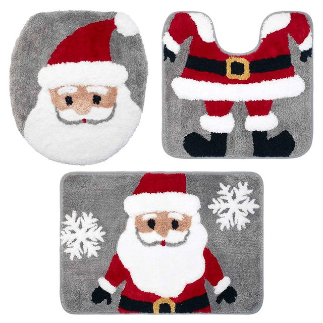 Avanti Linens - Bath Rug Set, Includes Bath Mat, Toilet Seat Cover, & Countour Rug, Holiday Home Decor (St. Nick Collection, 3-Piece)
