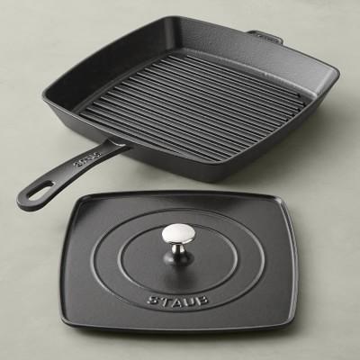 Staub Enameled Cast Iron Grill Pan & Press