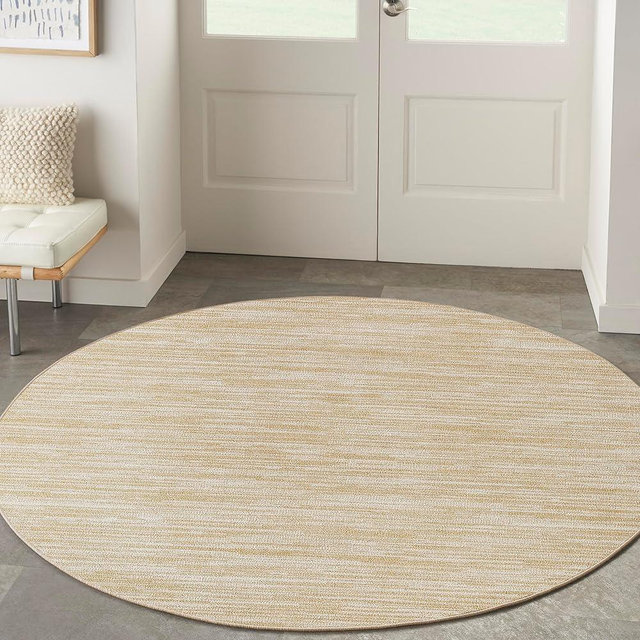 Nourison Home Essentials 8' x Round Ivory Gold Fabric Area Rug