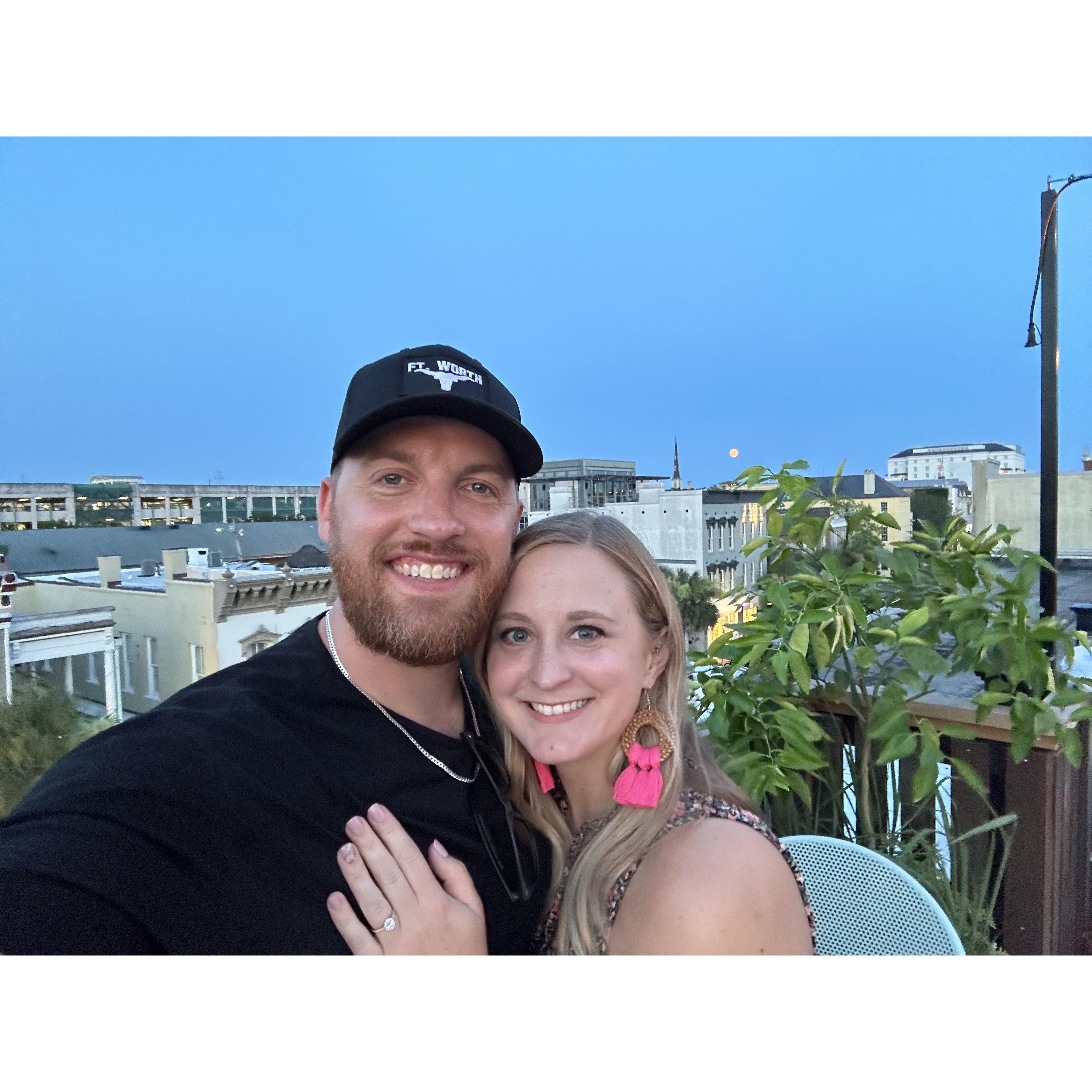 Rooftop while on vacation after getting engaged.