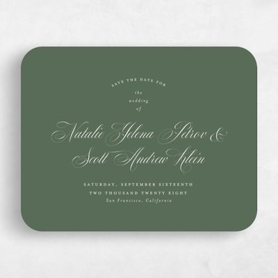 Green Rounded Wedding Save the Date - Marvis Landscape
