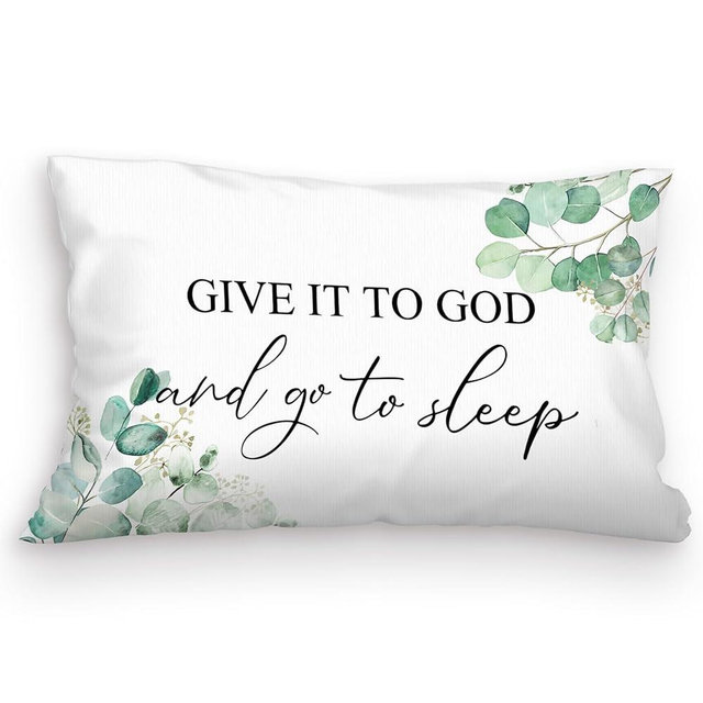 kdqua Give It to God and Go to Sleep, Decorative Pillows for Bed Bedroom, Christian Prayer Room Decor, Christian Bible Pillow Covers 12x20, Sleep Themed Pillow Case Cushion Cover for Home Bedroom