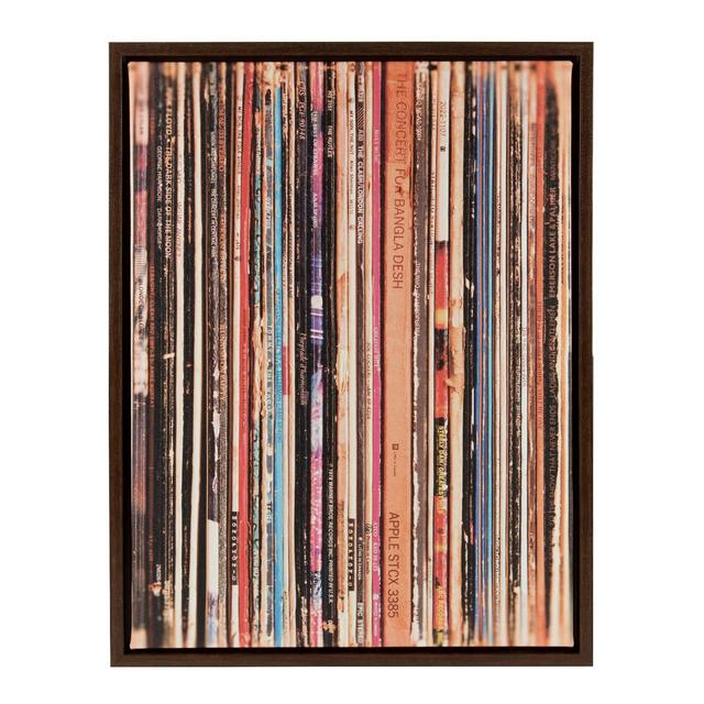 18" x 24" Sylvie Records Framed Canvas by Robert Cadloff Walnut Brown - Kate and Laurel