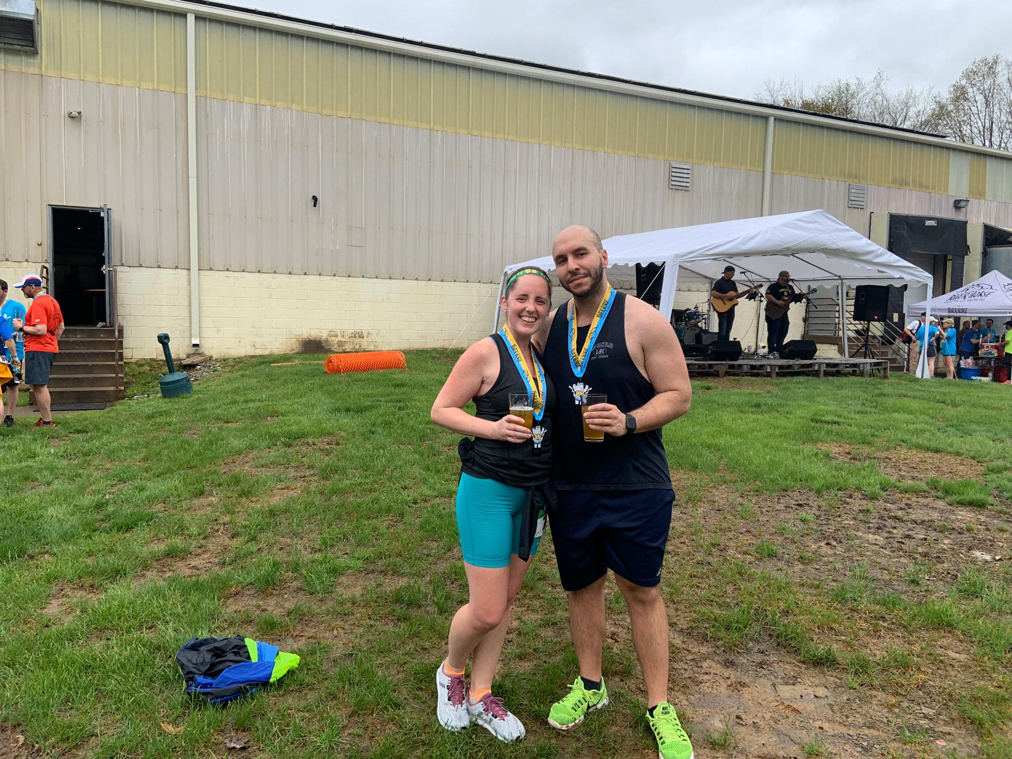 Our last photo together before he proposed - we did a 4K run at the brewery the morning of (the same brewery we took engagement photos at)
