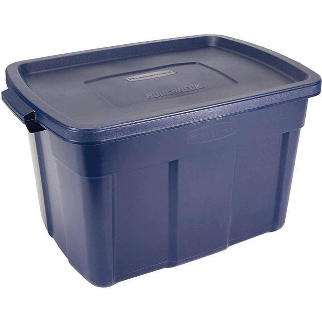 Rubbermaid 25 Gallon Roughneck Storage Container, 25 Gal - 4 Pack, Dark Indigo Metallic
