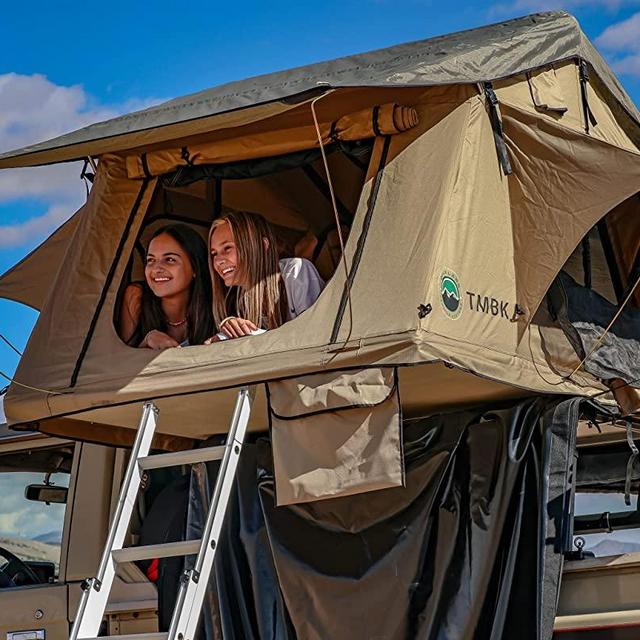 TMBK 3 Person Roof Top Tent with Rain Fly Tan Base & Green Rainfly