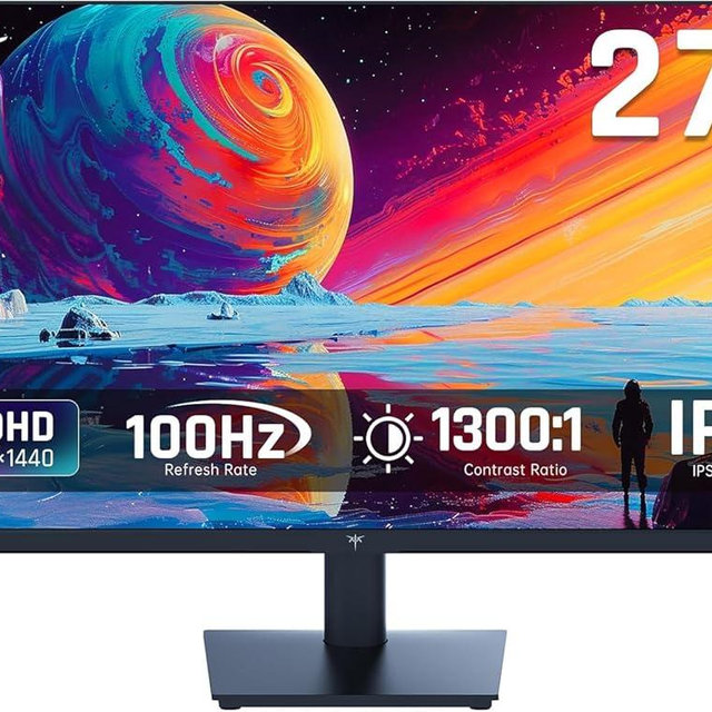 KTC 27 Inch QHD(2560 * 1440) 100Hz Computer Monitor - IPS Panel, Anti-Blue Light Screen, 100% High Color Gamut, 123% sRGB, Support FreeSync and GSync, PC Monitor for Casual Gaming and Working