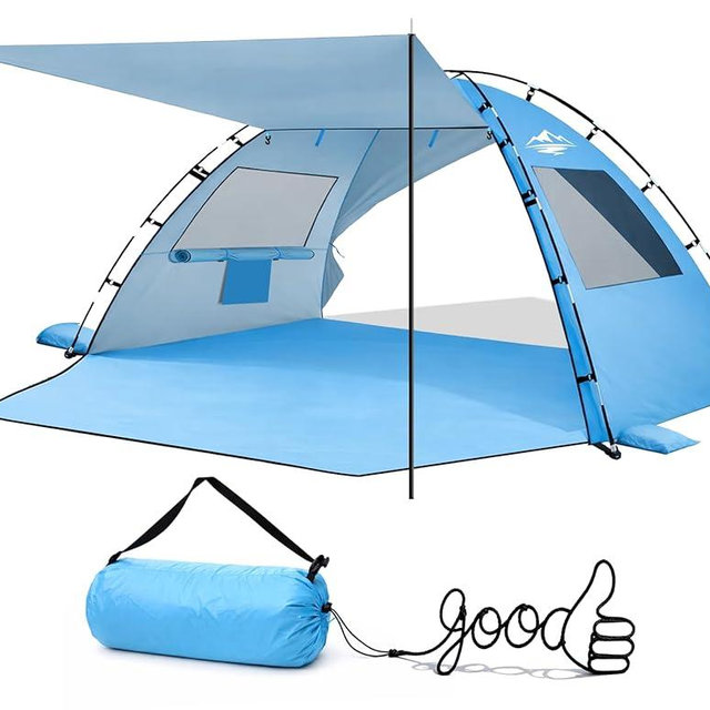 Purebox Beach Tent Sun Shelter - 2/3/4 Person UPF 50+ UV Protection Tents with Canopy, Easy Setup Lightweight Beach Shade Tent, Portable Beach Cabana Sun Shade Shelter