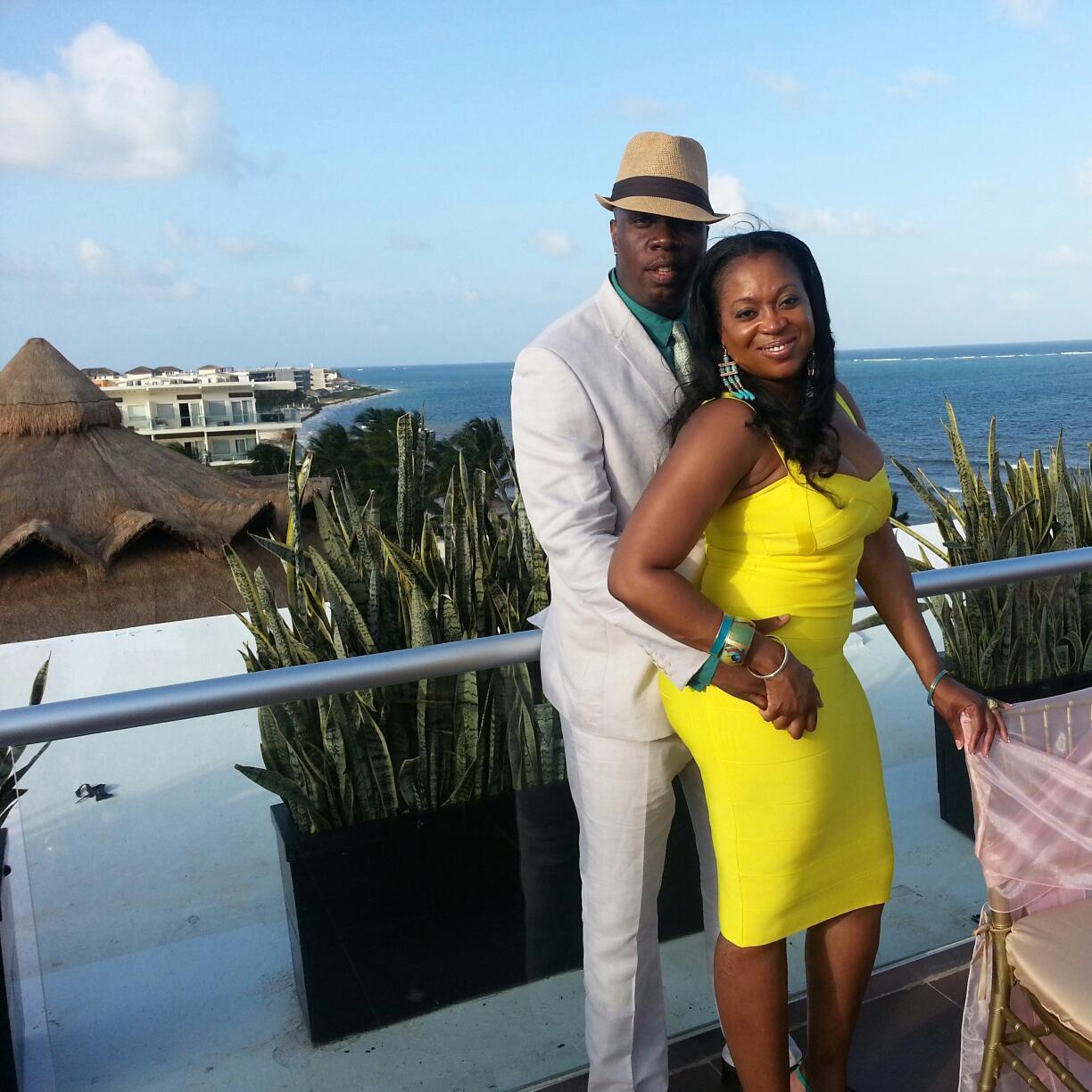 My nephew Gene's rooftop wedding looking out into the ocean in Riviera Maya, Mexico.