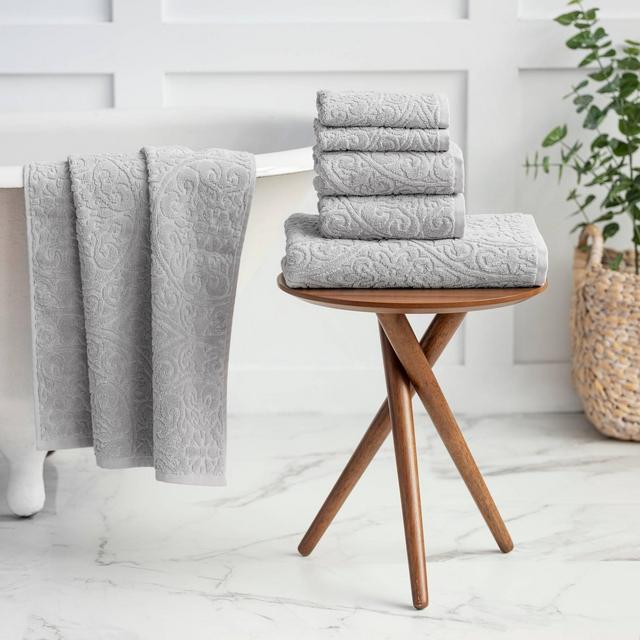 6pc Cameron Sculpted Bath Towel Set Gray - Martha Stewart