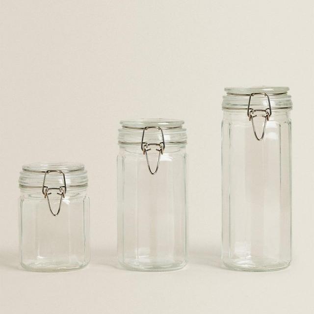 Faceted Glass Storage Jar