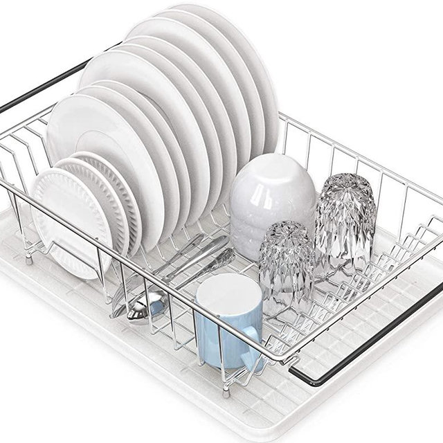 Simple Houseware Over Sink Counter Top Dish Drainer Drying Rack, Chrome