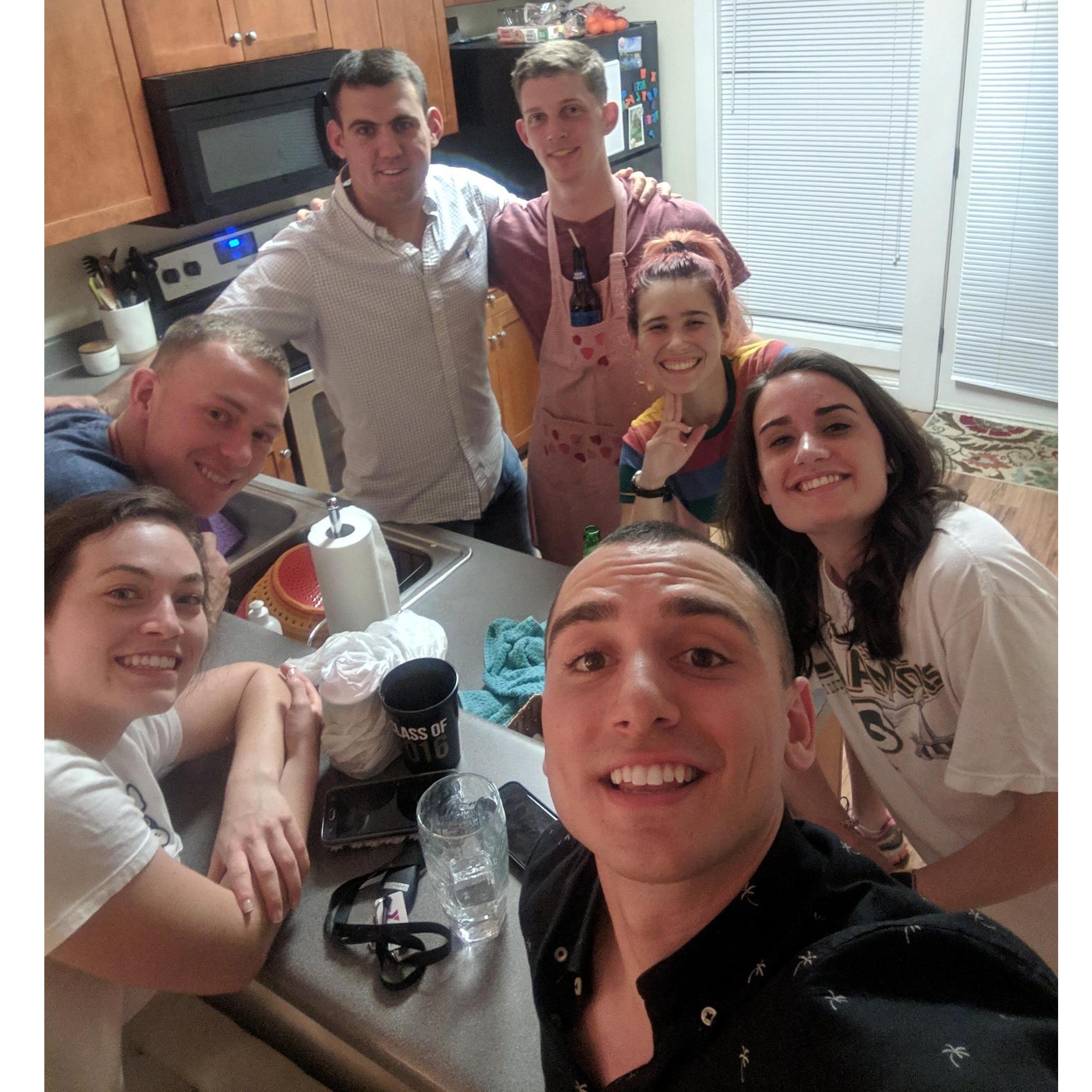 MB, Bill, Mark, Anthony, Kate, Mary, and Chris before going downtown for a fun night of dancing in Athens, GA.