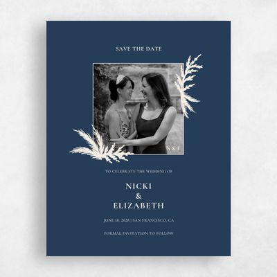 Navy, Blue Wedding Save the Date - Woodland Portrait