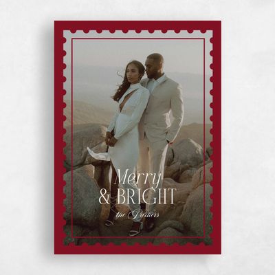 Light Burgundy, Red Holiday Card - Brynwood Portrait
