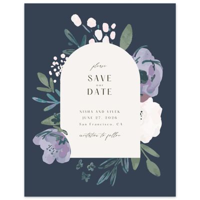 Grayed Navy, Blue Wedding Digital Save the Date - Colletta Portrait