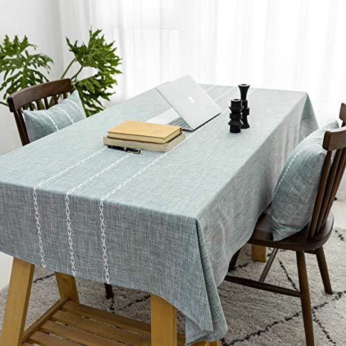 Home Brilliant Striped Table Cloth (52 x72 Inches) Faux Burlap Tablecloth for Dining Table Rectangle Grey Table Cover for Party Picnic Patio Indoor Outdoor, Grey Green