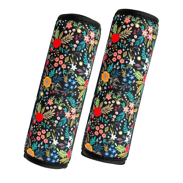 2 Pack VegaPunkLab Seat Straps Shoulder Pads for Kids - Seat Belt Cover Pad, Strap Wrap Cover for Bogg Bag, Perfect for Car Booster Seats, Strollers, High Chair, Backpacks, and More, Wild Flower