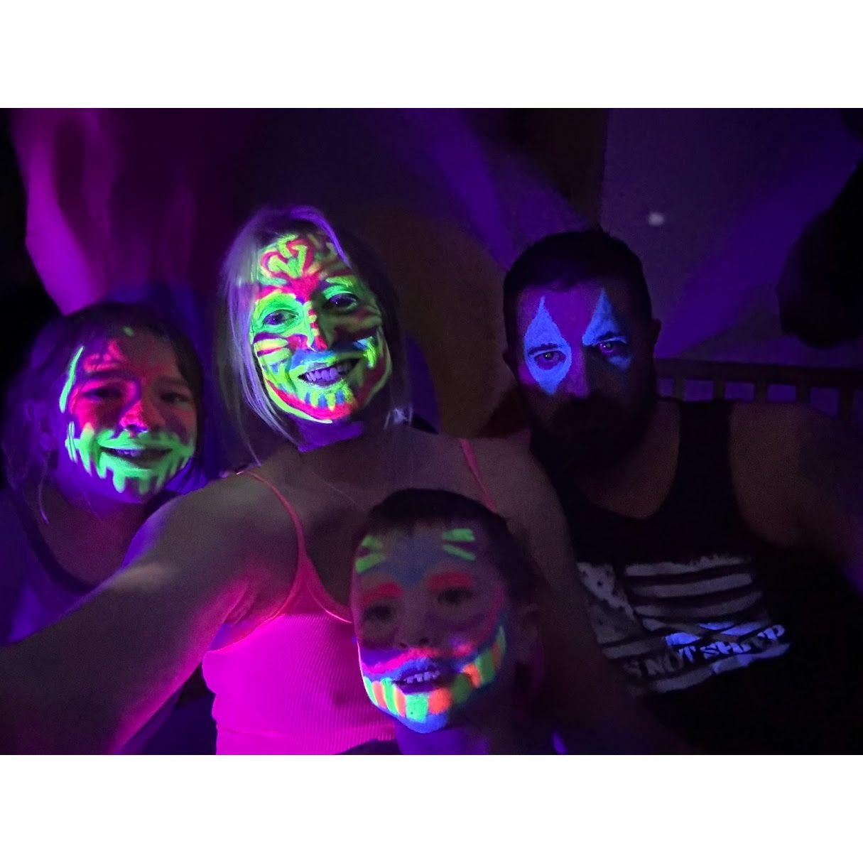 We had a rave night with the kids and all painted our faces!