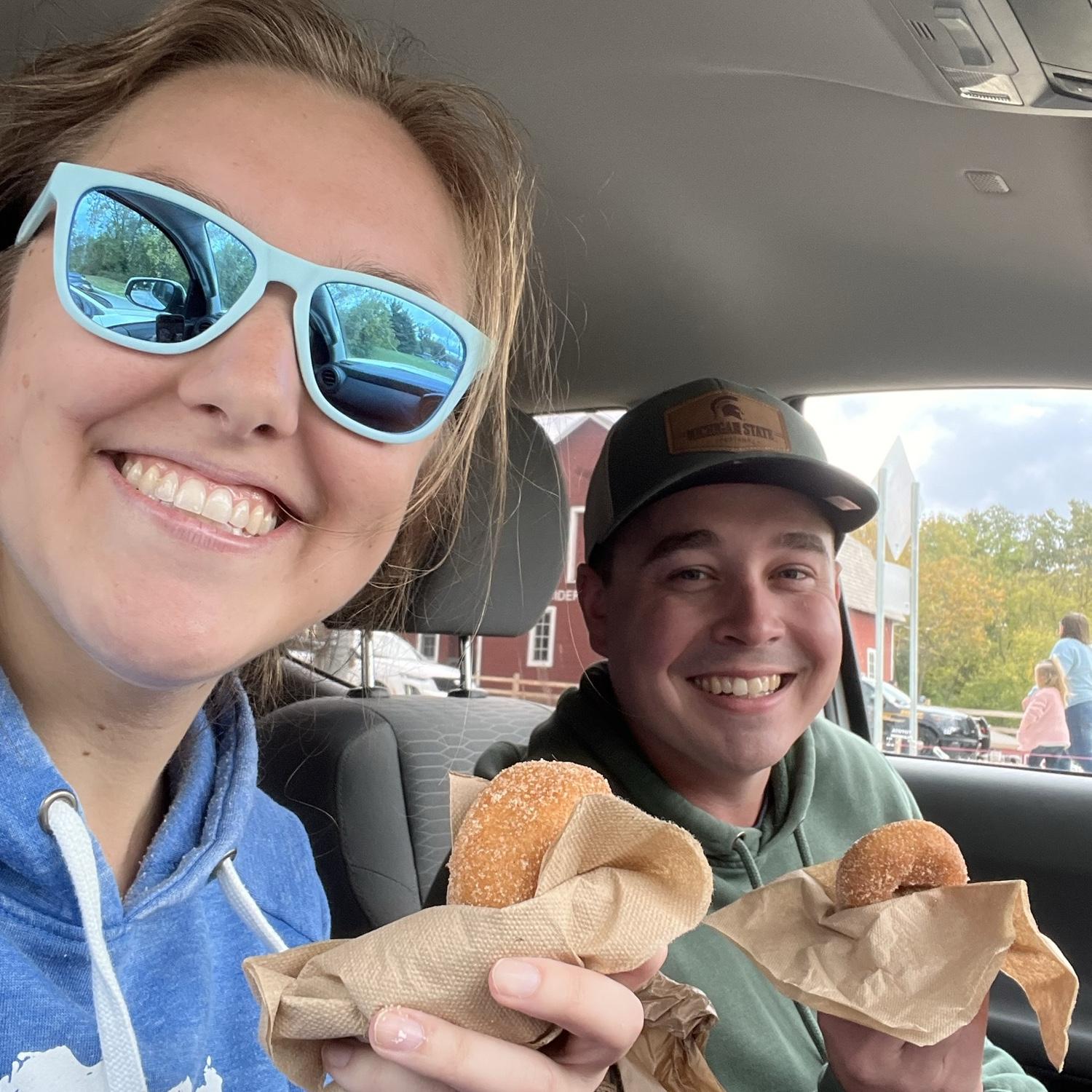 Our first picture together! Yates Cider Mill after a long training run