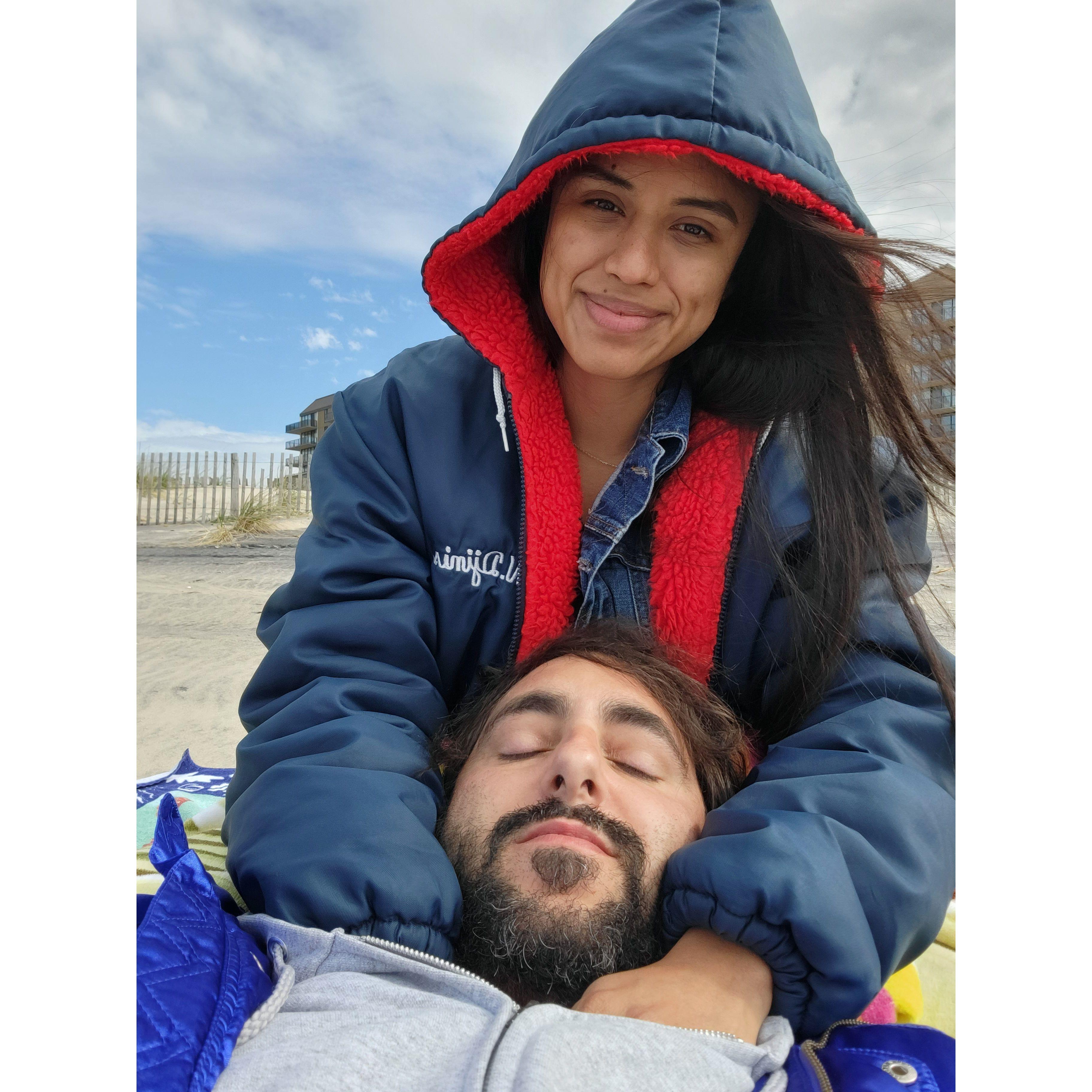 Staying warm and cozy in the brisk breezes of Bethany Beach.