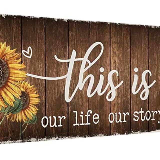 familypers Sunflower Decor Wall Art, This is us Decorative Signs Rustic Canvas Prints Framed Pictures Artwork Home Decoration, 6 X 17 Inch