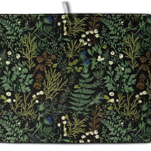 Black Sage Green Plant Dish Drying Mat for Kitchen Counter Vintage Botanic Fern Leaves Floral Dish Drainer Mats Absorbent Microfiber Dishes Pad Reusable Washable Large Dish Draining Mat 18x24 Inch