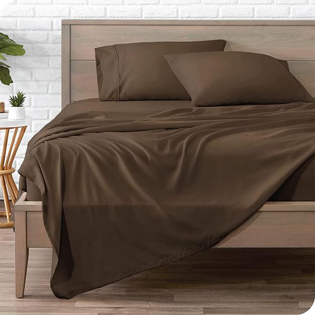 Bare Home Queen Sheet Set - Luxury 1800 Ultra-Soft Microfiber Queen Bed Sheets - Double Brushed - Deep Pockets - Easy Fit - 4 Piece Set - Bedding Sheets & Pillowcases (Queen, Cocoa)