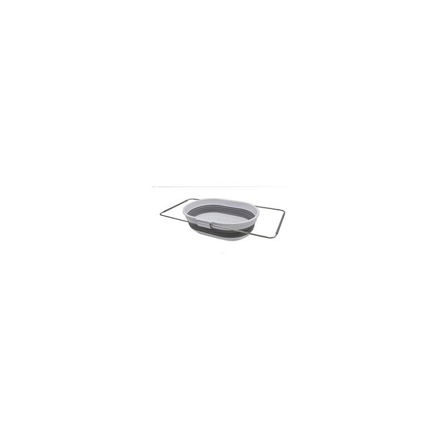 SAMMART 5L Expandable & Collapsible Over The Sink Rectangular Colander White/Grey