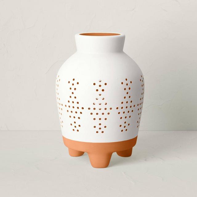 Large Terracotta Outdoor Lantern Candle Holder White/Terracotta - Opalhouse™ designed with Jungalow™