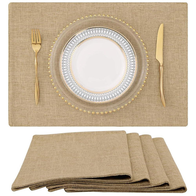 homing Cotton Linen Placemats Set of 4, Cloth Washable Farmhouse Dining Table Mats for Indoors & Outdoors, Easy to Clean, Linen, 13 x 19 Inch