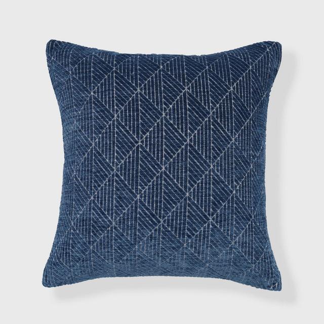 18"x18" Geometric Chenille Woven Jacquard Reversible Throw Pillow Blue - freshmint