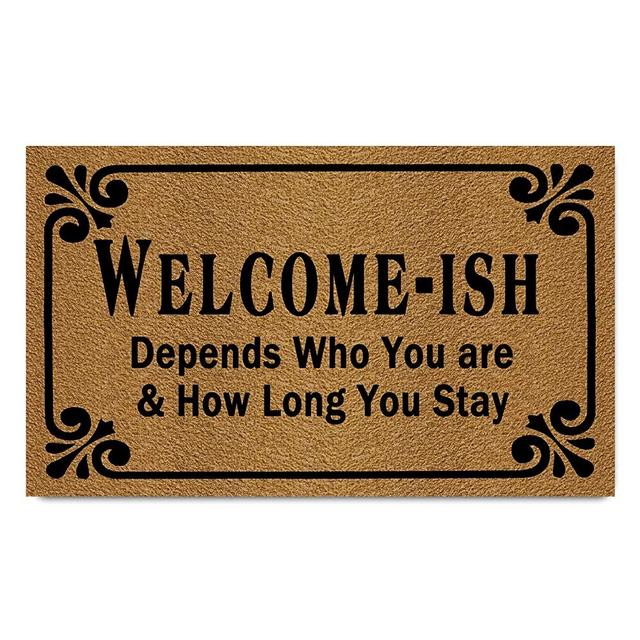 FunXiLin Funny Welcome Doormat(29.517.7inch) Non-Slip mat Gift mat Personalized Home Decor mats for in Door Kitchen Entrance Rugs and Mats (Welcome-ish Depends Who You are&How Long You Stay)