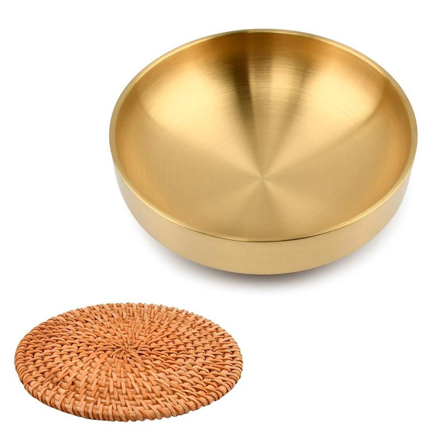 Qirvaten Gold Key Bowl, 8.07 Inch Decorative Bowls for Entryway Table with Coaster, Modern Key Holder Fruit Dish Catch All Bowl for Kitchen Counter Home Decor（19cm）