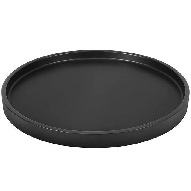 Luxspire Round Tray, Resin Bathroom Vanity Tray Kitchen Sink Storage Tray, Serving Tray Plant Countertop Organizer for Coffee Perfume Soap Towel Dresser Jewelry Comestic Dish Home Decor, Black