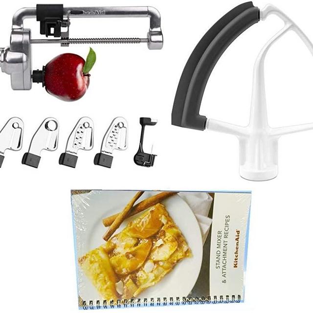 KitchenAid DRTVICE6 Combo Package Spiralizer KSM1APC Flex Edge Beater KFE5T Stand Mixer Attachment Recipe Book