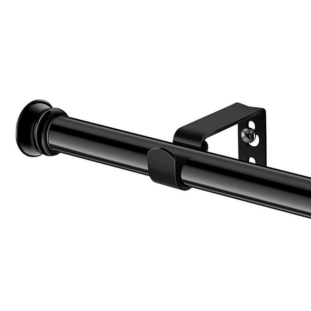 Standard Decorative Window Curtain Rods 30 to 88 Inch,5/8 Inch Diameter Small Curtain Rod Set, Heavy Duty Drapery Rods with Brackets-Black