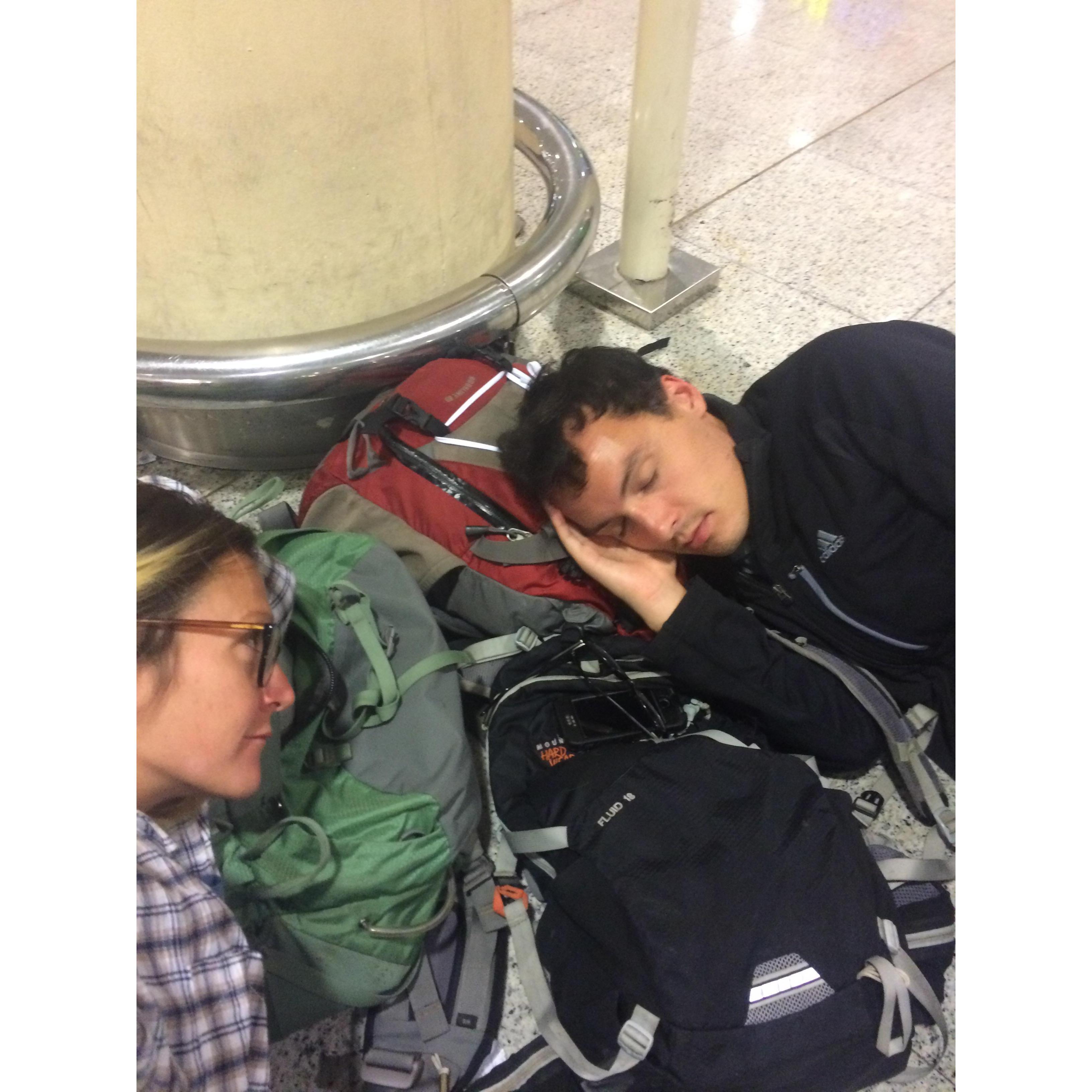 Soooo tired in the Barcelona airport