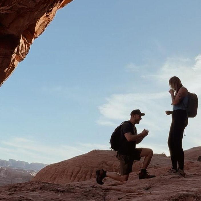The surprise engagement under Corona Arch