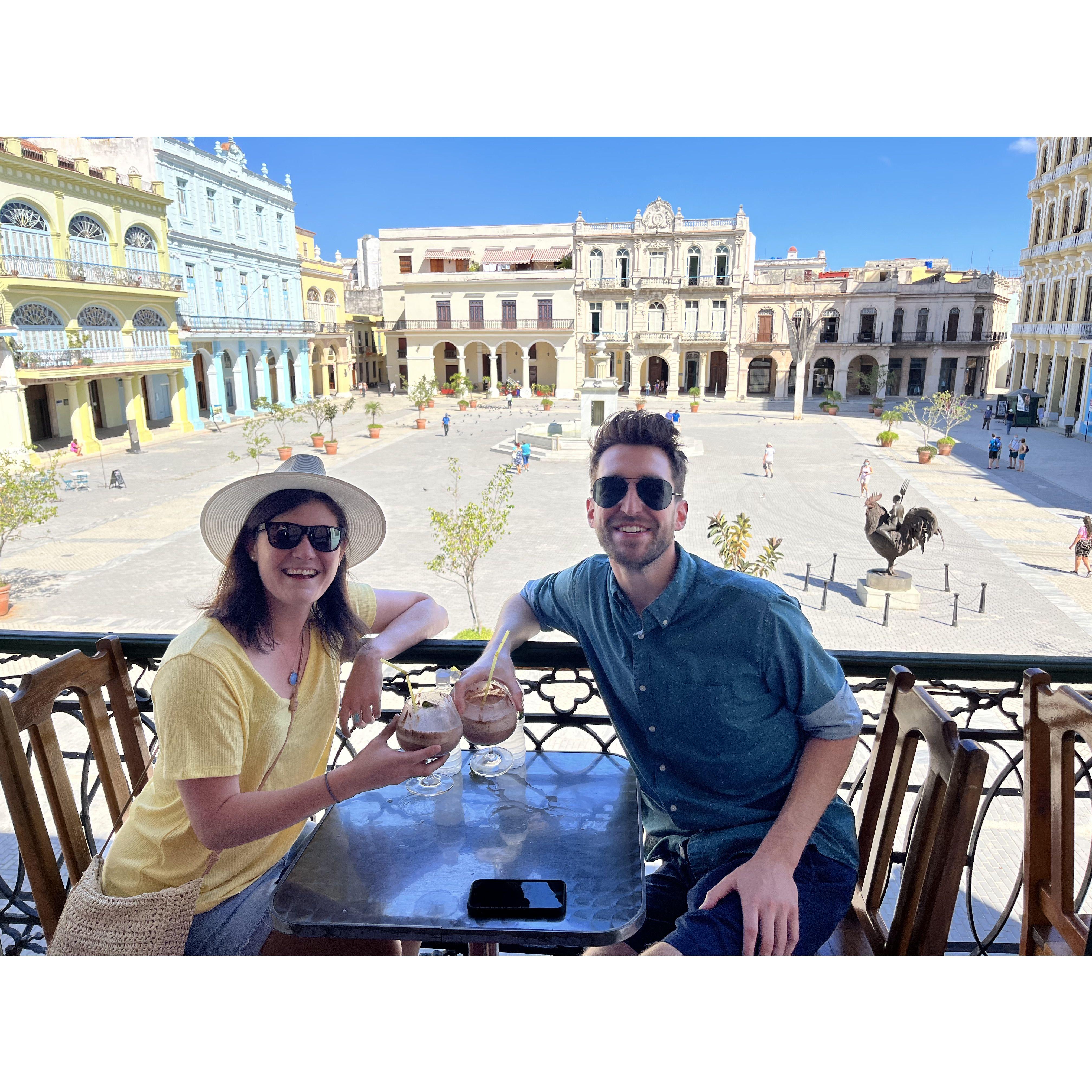 CUBA!!! Frappuccino Especiales overlooking Plaza Vieja (it's like a dirty banana....)