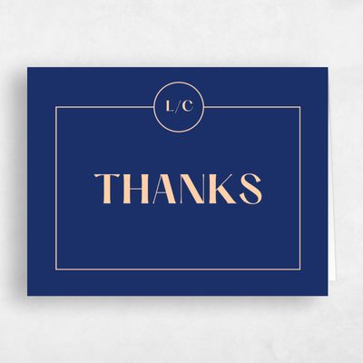 Dark Royal, Blue Wedding Thank You - Brevard Frame