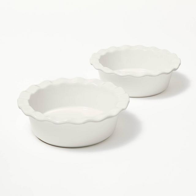 2pc Round Stoneware Mini Pie Dish Cream - Figmint™