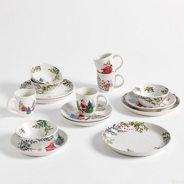 Christmas in the Country 16-Piece Stoneware Dinnerware Set