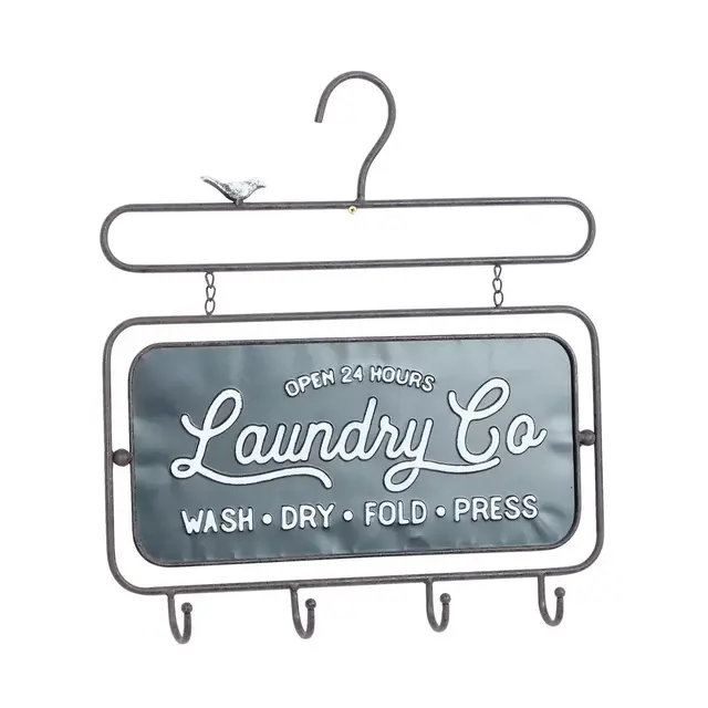 Ridge Road Décor Laundry Co. Black Metal Farmhouse Wall Hook