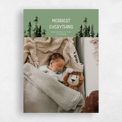 Bright Sage, Green Holiday Card - Lucerne