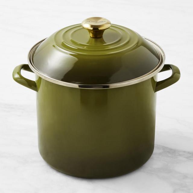 Le Creuset Enameled-Steel Stock Pot, 10-Qt., Olive