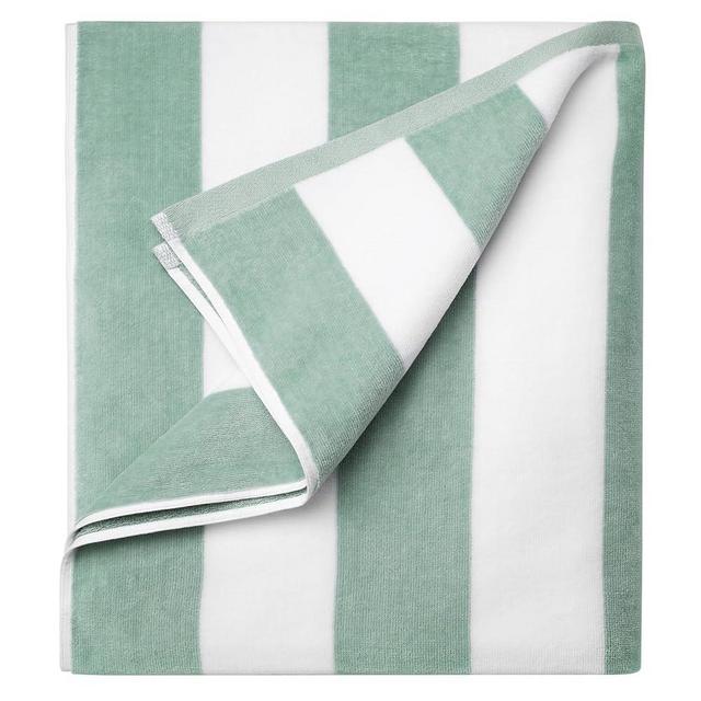 LULUHOME Large Oversized Beach Towel - Big Cotton 36 x 70 Inch Striped Pool Towel, Large Cabana Soft Swimming Towel for Adult Men Women,Teal